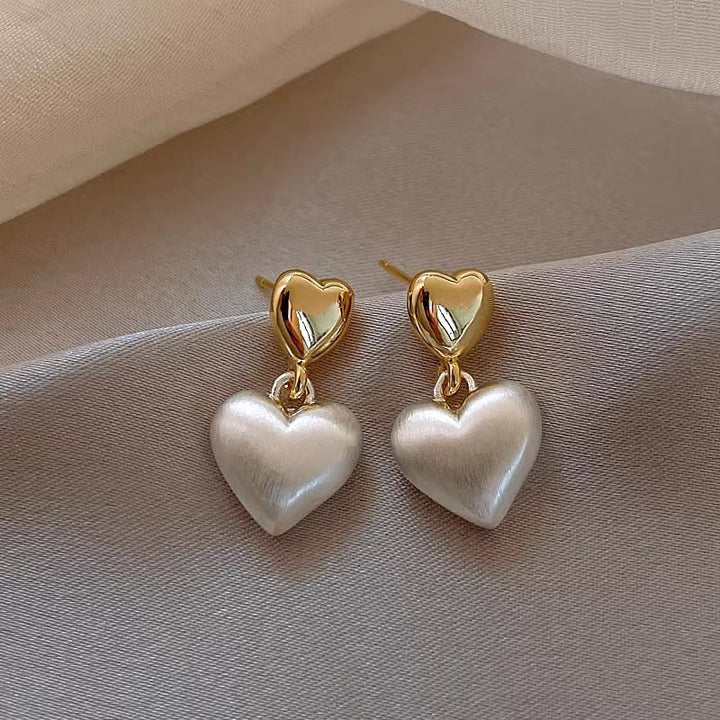 Boucles d'oreilles à tige givrées Double Love pour femmes