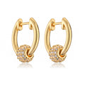 Mini Exquisite Real Gold Plating Zircon Geometry Ear Ring