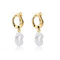 Geometric Circular Design Water Pearl Earrings