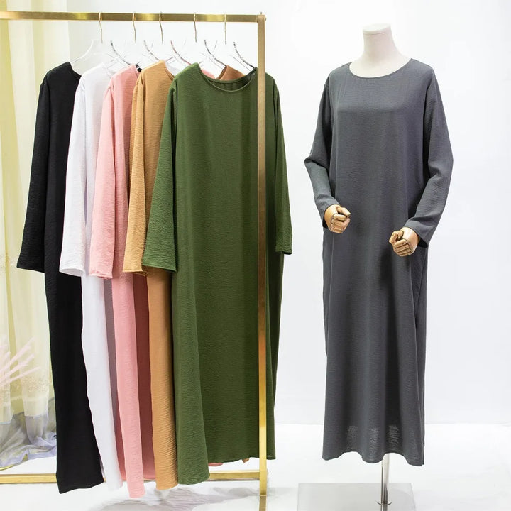 Elegant Long Sleeve Muslim Abaya Loose Maxi Dress,Women's Clothing