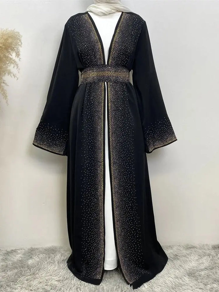 Abaya kimono ouverte noire pour le Ramadan