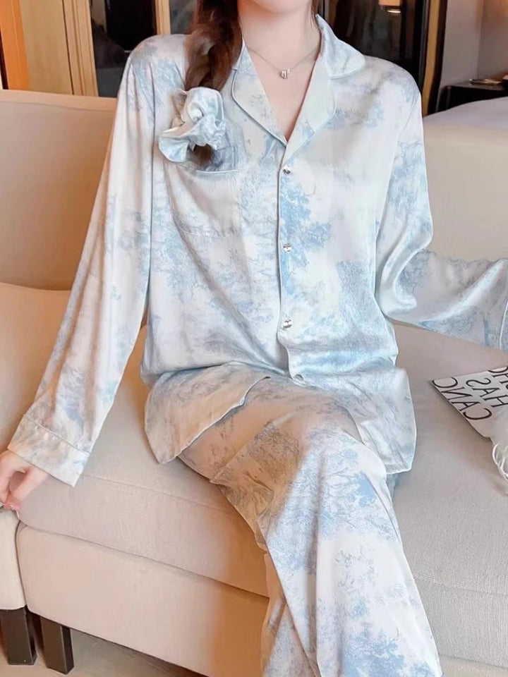 Silk Pajama Set Home Clothe Night clothes Summer Outfits