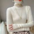 New Elegant Turtleneck Sweater Women Old Money Style Slim Solid Color Jumper Autumn Winter Casual Knitwear Tops