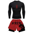 Men Quick Dry Manga Print Rash Guard+Gym Shorts 2PCS