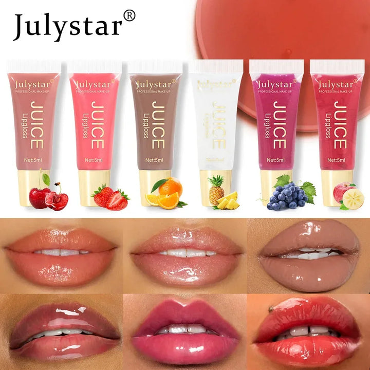 Nude Brown Plumping Lip Gloss Moisturising Fruit Lip Oil Transparent Fullness Lips Tint Soft Tube Makeup Applicator Beauty Care