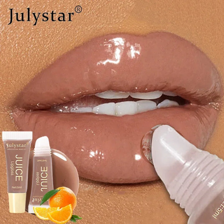 Brillant à lèvres repulpant Nude Brown Huile à lèvres hydratante aux fruits Teinte transparente pour lèvres pulpeuses Tube souple Applicateur de maquillage Soins de beauté