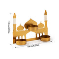 Gold Metal Ramadan Moon Shape Candle Holder Eid Mubarak Candlestick Base Dining Table Ornament Islamic Muslim Party Home Decor