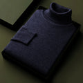 Mens High Quality Knitted Turtleneck Sweater Long Sleeve Breathable Pullover Large Solid Color Warm Streetwear