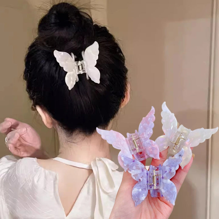 Acetate Butterfly Hair Claw Clip Marble Pattern Hair Clip Women Gradient Hair Crab Back Of Head Hair Shark Clip Hair Accessories