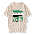 Syrian Freedom Tshirts Syria Map T-shirt Short Sleeve Cotton Mens Tee-shirt Round Neck Male Tees Tops