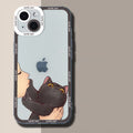 Coque de téléphone à motif de chat mignon et drôle pour iPhone 16 15 14 13 12 11 Pro Max Mini XS X XR SE2020 7 8 Plus Transparent Clear Soft Cover