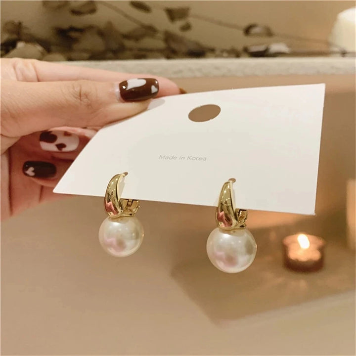 Women Gold Color Eardrop Minimalist Hoops Wedding Fashion