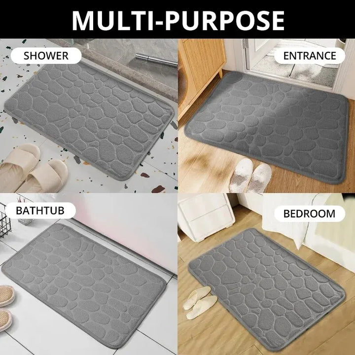 1pc Memory Foam Embossed Velvet Carpet Bathroom