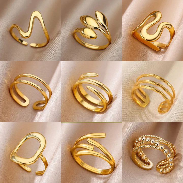 Stainless Steel Rings for Women Gold Color