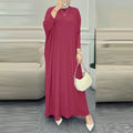 Muslim Women's Long Sleeve Solid Color Dress