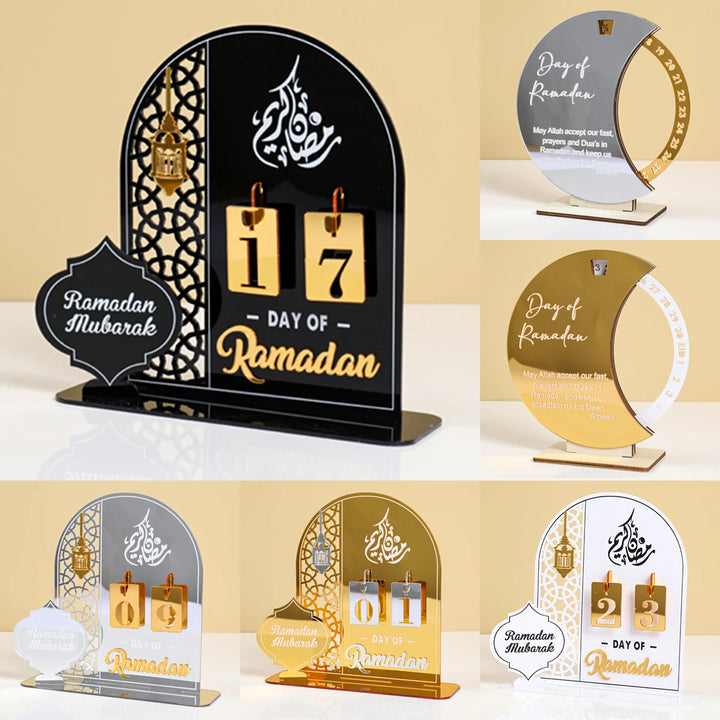 Calendrier du compte à rebours du Ramadan Ornement Eid Mubarak Décoration du Ramadan 2025 pour la maison Ramadan Kareem Décoration de fête musulmane islamique Cadeaux