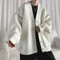 White Crewneck Man Clothes Black Knitted Sweaters for Men Cardigan