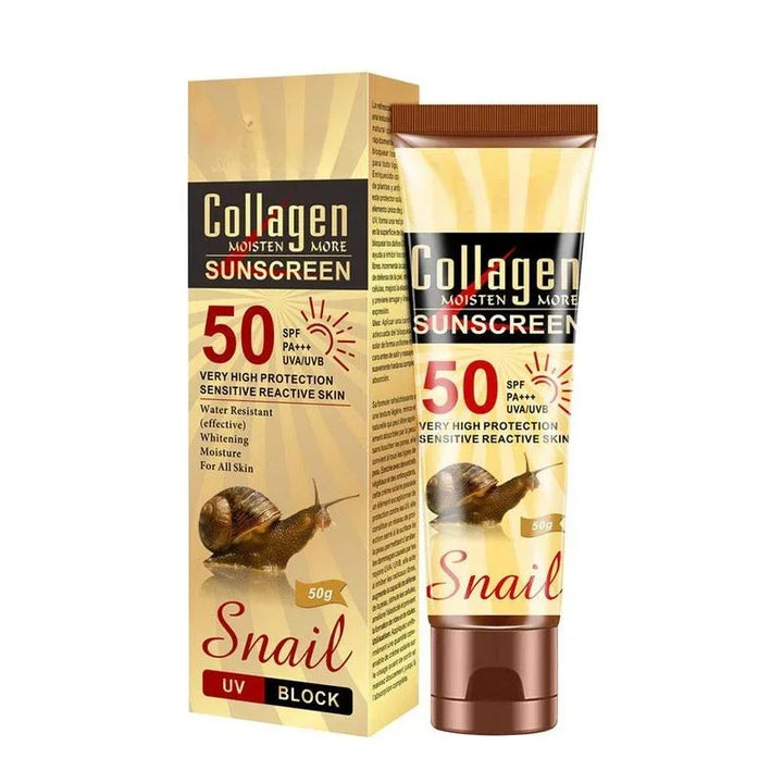 Crème solaire au collagène et à l'escargot 50 g pour le visage et le corps, soin de la peau, SPF 50++, protection solaire UVA UVB, écran solaire hydratant et régulateur de sébum