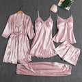 5pcs/Set Silk Robe Sleep Suit Women Home Nightwear Summer Nightdress