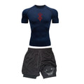 Men Quick Dry Manga Compression Shirt+Gym Shorts 2PCS Running Workou