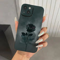 Oil Painting Grey Rose Flower Silicone Phone Case For iPhone 16 Cases iPhone 11 12 13 14 15 Pro Max XS X XR 7 8 Plus SE 2 Cover