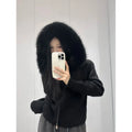 Fur Collar Long-sleeved Sweater Hoodies Coat