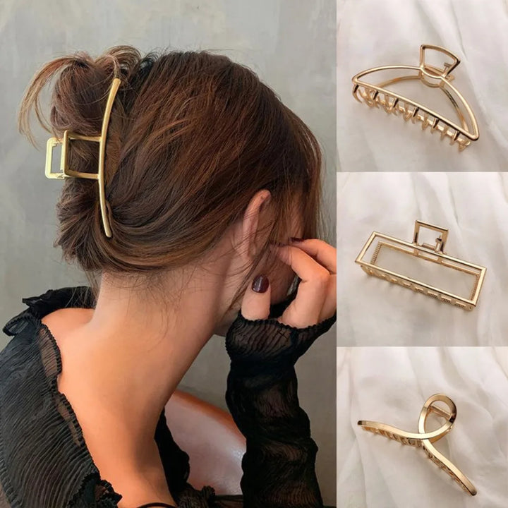 Accessoires de mode pour cheveux géométriques creux de couleur or