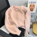 Soft waxy imitation mink fleece sweater cardigan women's design sense niche lazy knit top jacket