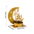 Gold Metal Ramadan Moon Shape Candle Holder Eid Mubarak Candlestick Base Dining Table Ornament Islamic Muslim Party Home Decor