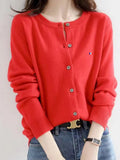 Cardigan Loose Large Size Crewneck Wool Sweater New Blouseo Female Casual Long Sleeve Tops