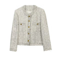 Veste courte élégante de style tweed blanc pour femme