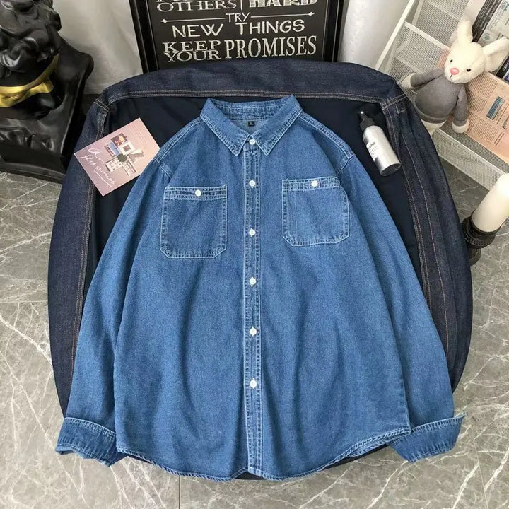 American workwear denim shirt men's