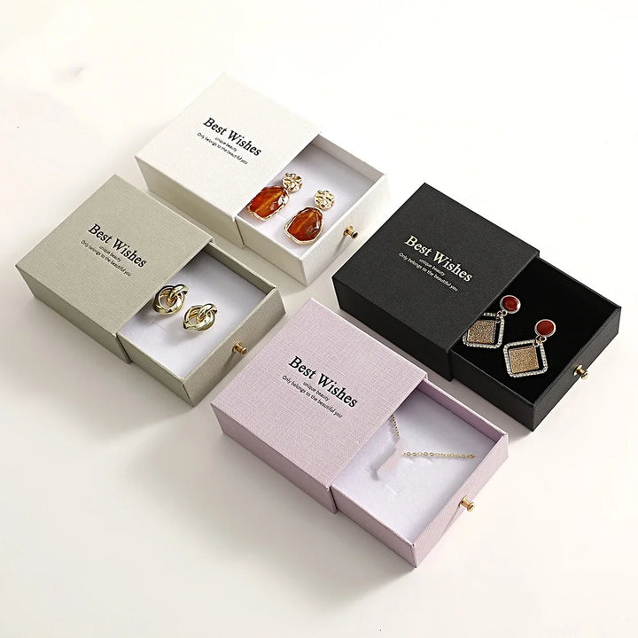 Drawer Stylish Jewelry Packaging Box Necklace Jewelry Bracelet Ring Earring Gift Paper Holder Case Jewelry Box