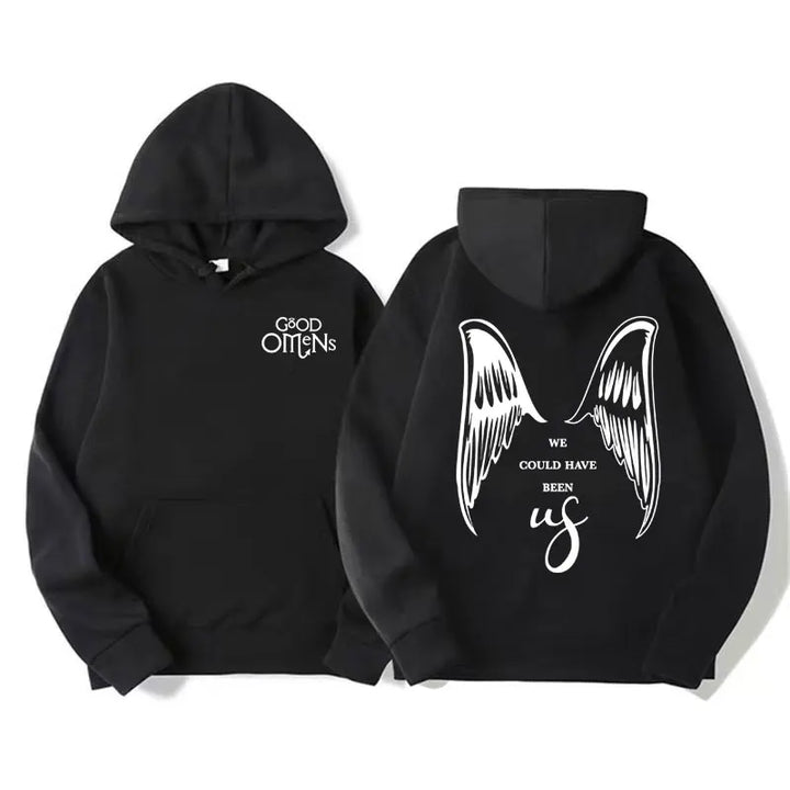 Sweat à capuche imprimé Good Omens pour homme, vêtement rétro, esthétique, décontracté, surdimensionné, streetwear