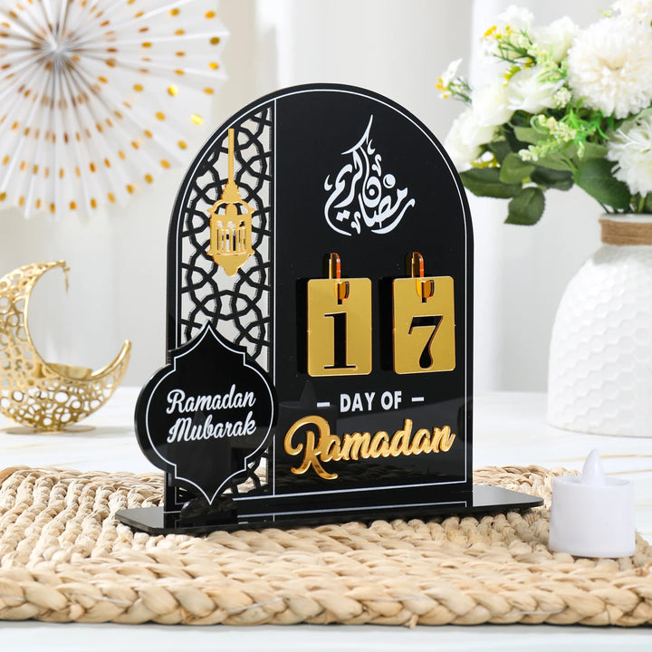 Calendrier du compte à rebours du Ramadan Ornement Eid Mubarak Décoration du Ramadan 2025 pour la maison Ramadan Kareem Décoration de fête musulmane islamique Cadeaux