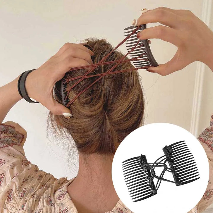 Vintage Creative Magic Hair Comb Double Row Elastic Hair Comb Disc Hair Clip For Women Headwear Hair Comb Hair Clip Fashion Hair