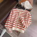 Sweaters O-neck Stripe Knitted Cardigan Fashion Long Sleeve Casual Short Tops Korean Oversized Sweater