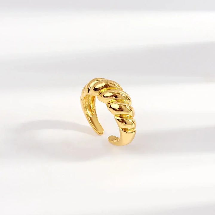 18K Gold Plated Stainless Steel Ring Croissant Rings for Women