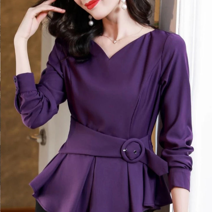 Spring Autumn New Solid Color Blouse Women