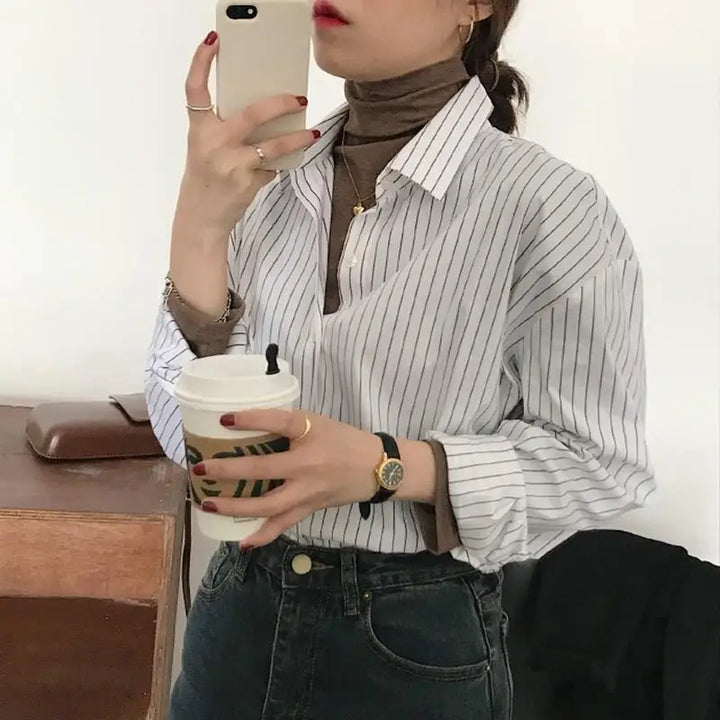 White Striped Shirt for Women