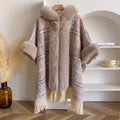 Winter Thicken Fleece Collar Cape Coat With Hat Elegant Beautiful