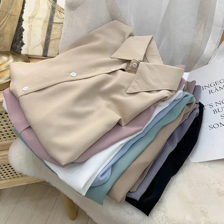 Women Chiffon White Shirt Fashion Loose Long Sleeve Tops Casual Office Ladies All Match Shirts