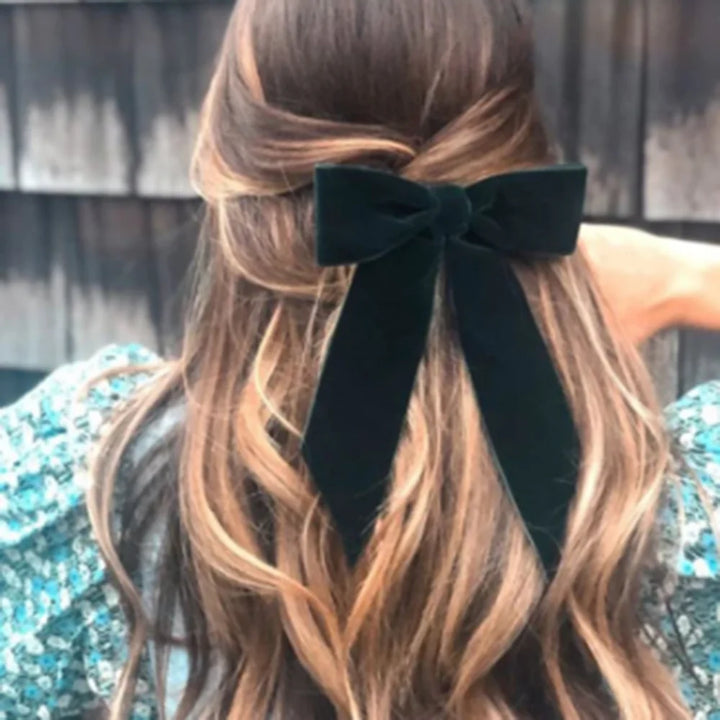 Barrettes en velours avec nœud pour femmes, épingle à cheveux pour queue de cheval, pince à cheveux, ruban noir et rouge, accessoires pour cheveux à la mode