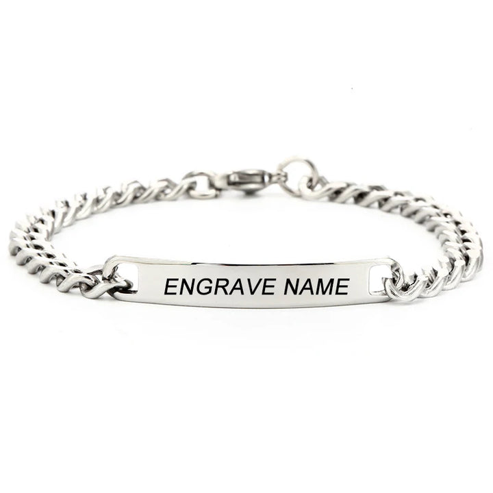 Bracelet en acier inoxydable avec logo personnalisé et nom gravé pour femmes, bracelets personnalisés pour hommes, bracelet d'identification, livraison directe