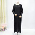 Elegant Long Sleeve Muslim Abaya Loose Maxi Dress,Women's Clothing