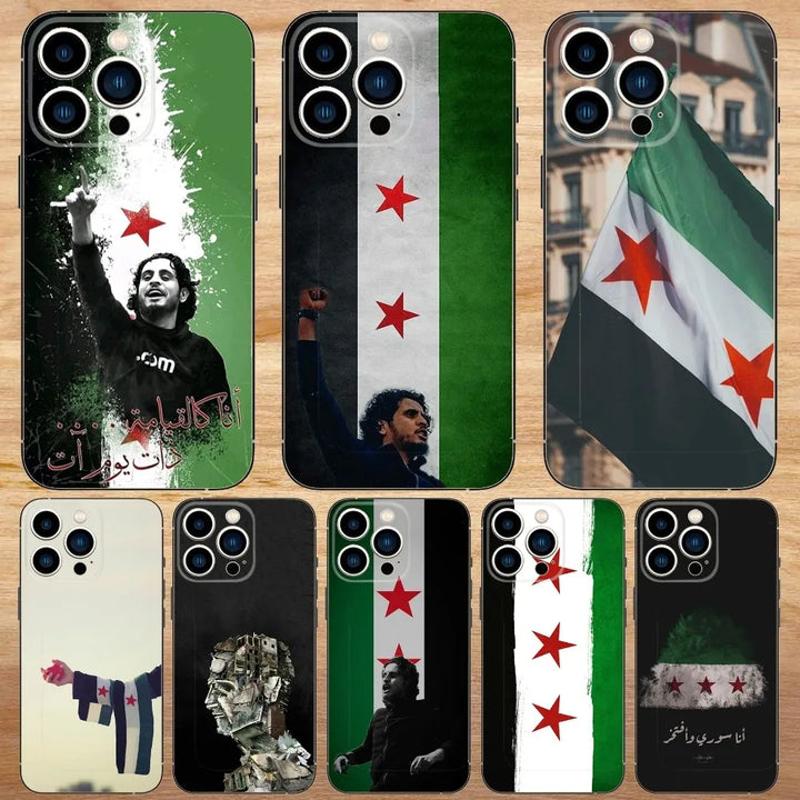 Coque de téléphone avec drapeau de la révolution syrienne pour iPhone 16 15 14 13 12 11 Pro Max