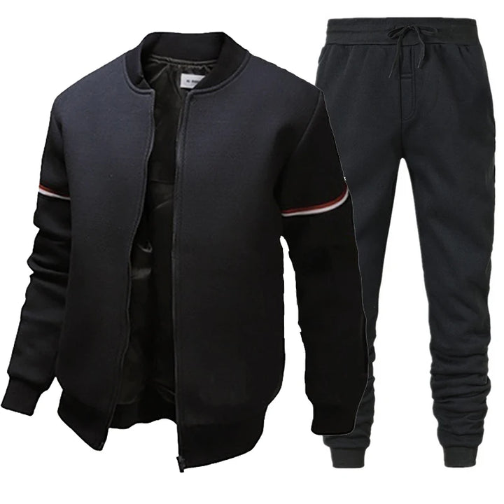 Mens Jacket Fashion Casual Bomber +Sweatpants 2 Piece