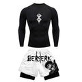 Men Quick Dry Manga Print Rash Guard+Gym Shorts 2PCS