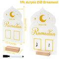 Calendrier du compte à rebours du Ramadan Ornement Eid Mubarak Décoration du Ramadan 2025 pour la maison Ramadan Kareem Décoration de fête musulmane islamique Cadeaux