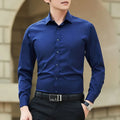 Men Solid Color Business Shirt Long Sleeve Shirt Fashion Classic Basic Casual Slim White